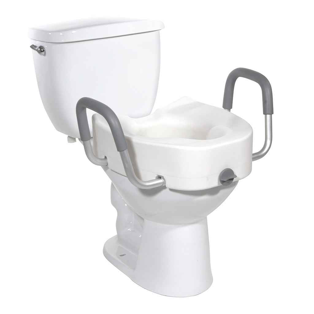 Premium Plastic, Raised, Elongated Toilet Seat with Lock - Drive Medical - Care Made
